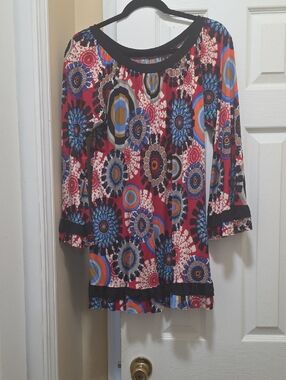 Women’s Multicolor Boho Floral Scoop Neck Top